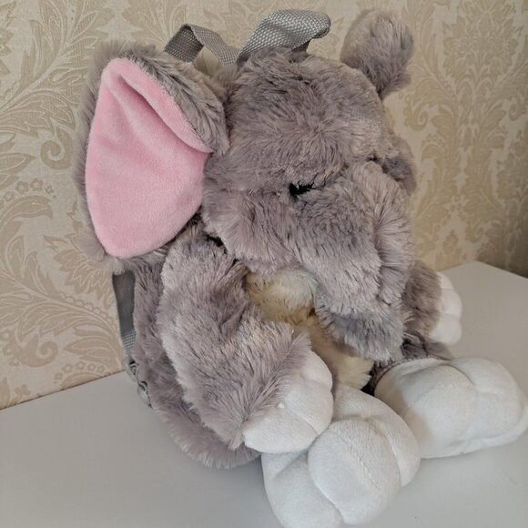 Stuffed Plush Elephant Backpack with Adjustable Straps Zipper on His Back EUC - Picture 2 of 10